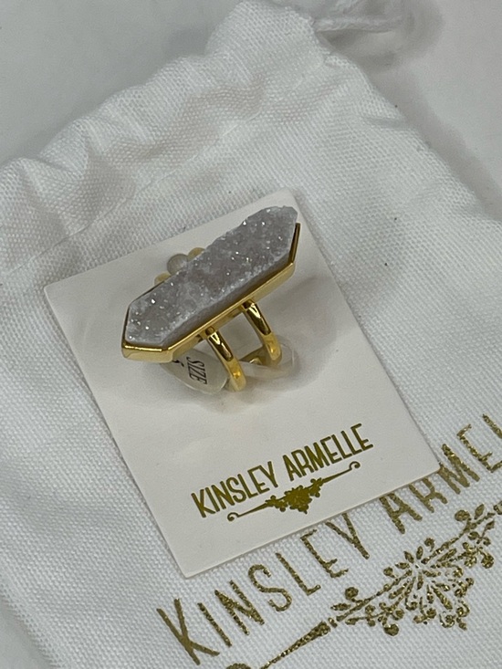 Kinsley Armelle Jewelry - Kinsley Armelle Gold Druzy Bar Ring with White Crystal